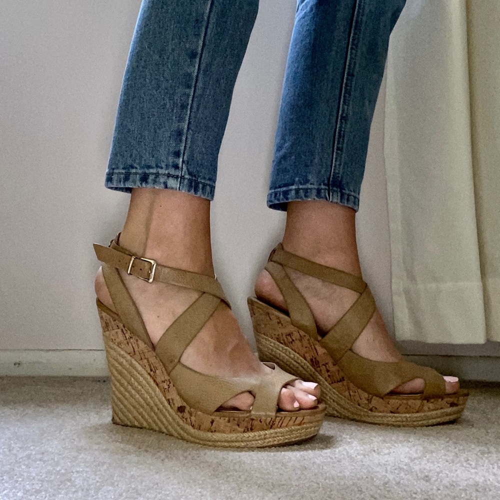Charles David Wedges, Sandals, Summer Heels, Tan